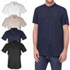 Camicia uomo Lino e Cotone Collo Coreana Mezza Manica Corta Slim Fit VEQUE