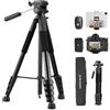K&F CONCEPT Treppiede Fotocamera e Smartphone 48-190cm, Cavalletto Leggero in Alluminio S255A3+BV01 con Telecomando Bluetooth, Tripod Camera Portatile e Compatto per DSLR/Cellulari/Ipad/Live Streaming
