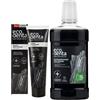 Ecodenta Black Whitening - Set di cosmetici per l'igiene orale con carbone nero, dentifricio 100 ml e collutorio antracite 500 ml, colore: nero carbone attivato