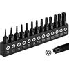 DAKCOS Set di bit Torx 13 pezzi T4, T5, T6, T7, T8, T9, T10, T15, T20, T25, T27, T30, T40, Set di bit Torx in acciaio S2, profilo a T con foro, Lunghezza: 25 mm