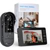 Winnes Videocitofono Citofono Senza Fili da Esterno con Schermo IPS 4,3'' Video Campanello con Telecamera 1080P 170°Angolo Visuale,Visione Notturna,Spioncino Digitale Senza WiFi/APP/Abbonamento