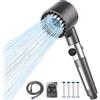 LENDOO Doccino per Doccia,Soffione Doccia Alta Pressione con tubo 1.5M 4 Modalità di Spruzzo Soffione Doccia Anticalcare con 4 Sostituibile Filtro Doccia con Potente de Pulverización y Pausa (Grigio)