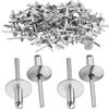 HONGWU Rivetti Ciechi a Flangia Larga, 100 Pezzi Rivetti a Testa Bombata da 3,2 mm e 4,0 mm, Rivetti in Ferro e Alluminio for Lavorazione dei Metalli, Lavorazione del Legno, Mobili(4.0X10X10mm)