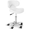 physa wellness & lifestyle Physa Sgabello con Schienale Sedia per Salone Studi Medici TANDRIA WHITE (Bianco, 150 kg, Acciaio, Pelle sintetica, Gommapiuma, 45-59 cm, 47 x 44 cm)