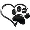 NewL, adesivi 3D cromati con impronta di zampa di cane, a forma di cuore di pesca, adesivi per auto, (nero)