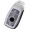 KUNIO Custodia per chiave adatta per Mercedes A B C E S G Classe GLC CLE GLB CLA W177 W247 B200 W205 S63 AMG A200 MS Cover per chiave auto, in TPU, 3 tasti, argento
