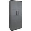 Dmora - Armadio da esterno Geel, Mobile porta scope multiuso, Armadietto outdoor 2 ante, 100% Made in Italy, Finitura quadri, 68x37h163 cm, Grigio e Nero