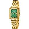 CIVO Orologio Donna Oro Rettangolare: Analogico Impermeabile Orologi Vintage con Cinturino in Acciaio Quadrante Verde - Elegante Orologio da Donna per Regalo Anniversario