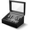 Olvy Caricaorologi per 4 orologi, scatola Watchwinder, motore Mabuchi estremamente silenzioso, cuscino flessibile per orologi, grigio., Moderno