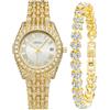 CIVO Orologio Donna Acciaio Inossidabile: Oro Argento Impermeabile Orologi con Calendario Luminosi - Analogico Affari Classico Set Regali per Eleganti Donna