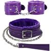 Heavelove Collari gotici in pelle felpata con catena staccabile guinzaglio corda piccolo collare (viola)
