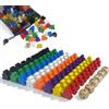 FuYelng Pezzi Pedine Gioco da Tavolo 12 Colori, 24 x 20 x 10 mm Meeples di Legno Personaggi da Gioco per Giochi da Tavolo con 6 Dadi e Borse Portaoggetti, per Sostituisci i Pezzi L'educazione Precoce