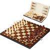 Veebmys Scacchi Magnetici 3-in-1 in Legno, Scacchiera Pieghevole Portatile (29x29cm) per Apprendimento Interattivo - Ideale per Viaggio, Famiglia e come Regalo