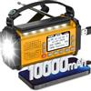 PRUNUS J-924 DAB Radio Portatile Emergenza Solare FM, Radiolina a Manovella Dinamo con Batteria da 10000 mAh, Radio a Pile con Torcia e Luce da Lettura/Allarme SOS per Ourdoor, Emergenza (Giallo)