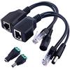 GeeekPi 1Pair Passive Power Over Ethernet RJ45 PoE Adapter Iniettore + Cavo Splitter Kit con 2,1 x 5,5 mm DC Power Adaptor Connector