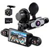 Motorsi Mirror Dash Cam 4 Canali Anteriore Posteriore, Telecamera per Specchietto Retrovisore Night Vision/Rilevamento del Movimento + 64GB Card + Telecamera Posteriore Impermeabil