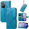 JIUNINE Cover per Redmi Note 11S 5G / Poco M4 Pro 5G, Custodia Libro in Pelle Portafoglio Case Flip Antiurto con Disegni di Farfalla [Porta Carte] [Magnetica] per Redmi Note 11S 5G, Blu