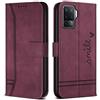 Bravoday Cover per OPPO A16 / A55 5G / A53S 5G / A54 4G / A54S / A56 5G / Realme V11 5G, Flip Custodia in Pelle PU Portafoglio Custodia per OPPO A16 / A55 5G / A53S 5G, con Slot per Schede, Vino Rosso
