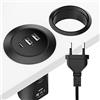 GeeRic 45 W 3 porte USB da incasso, caricatore USB 3.0, con 3 porte (1 cavo di tipo C, 2 USB A, connettore di alimentazione da 5 V, compatibile con iPhone/iPad/Huawei/Xiaomi/Samsung nero