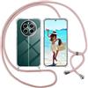 ISOI Cover con Cordino per Realme 12 4G/Realme 12 Plus 5G, Custodia Trasparente con Collana Tracolla Laccio Collo Ultra Sottile Morbido TPU Silicone Antiurto AntiGraffio Antiscivolo Case, Rosa