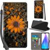 PHINIENLAND Cover per Xiaomi Redmi Note 8T Case PU Pelle Custodia [Kickstand] [Chiusura magnetica] [Slot per Schede], Portafoglio Flip Custodia per Redmi Note 8T,Crisantemo