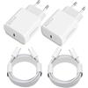 YIIFELL 20W Caricatore With USB C - 2 Pezzi Charger With 2X2M Cavo per Samsung Galaxy per iPhone 17 16 15 Plus Pro Max iPad Huawei Xiaomi Oppo - Ricarica Rapido