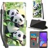 PHINIENLAND Cover per Samsung Galaxy A7 2018 PU Pelle Custodia Flip Panda