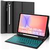IVEOPPE Cover Tastiera per Samsung Galaxy Tab S10 Lite/S9 FE/S10 FE 10.9/S9 11, Tastiera Italiano QWERTY con 7 Colori Illuminato, Bluetooth Senza Fili Staccabile, Custodia con Portapenna, Nero