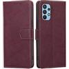 RankOne Cover per Samsung Galaxy A32 4G (6.4 Inches), Custodia Flip Pelle Portafoglio, Magnetica Libro Bumper Cover Case - Rosso