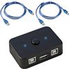 JiaHeHe Commutatore stampante USB 2 PC per una condivisione efficiente della stampante, switch USB 2 porte con interruttore elettronico, cavo stampante 2 × 1,5 m incluso, plug and play, alloggiamento ABS