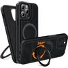 COODIO Cover in Pelle con Supporto Girevole di 360° per iPhone 11 PRO Max 6,5 Pollici, Custodia Magnetica Compatibile con MagSafe, Cover Sottile e Creativa, Nero