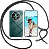 ISOI Cover con Cordino per Realme 12 4G/Realme 12 Plus 5G, Custodia Trasparente con Collana Tracolla Laccio Collo Ultra Sottile Morbido TPU Silicone Antiurto AntiGraffio Antiscivolo Case, Nero