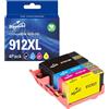 Superprint Cartucce 912 XL (con chip) Multipack compatibili con le cartucce d'inchiostro HP 912XL per stampanti OfficeJet 8010 8012 8014 8015 8018 8022 Pro8020 8024 8025 8028 8035