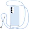 Jrkvniv Cover con Cordino per Samsung Galaxy A14 5G, Custodia con Laccio Collana Tracolla Collo Silicone Antiurto TPU Opaca Protettiva Case per Samsung A14 5G 6.6,Blu