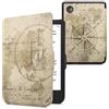kwmobile Custodia eReader Compatibile con Kobo Clara 2E Cover - eBook Reader Flip Case - marrone/marrone chiaro - Mappamondo vintage