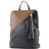 modamoda de - T161- zaino da donna in pelle 3in1 italiano, Colore:T161 Schwarz/Schokobraun