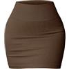 BDFJEDS Gonna Corta Aderente A Tubino con Vita Alta Elastica Basic da Donna, Casual, Estiva, in Maglia A Coste, Moda Streetwear(Brown,S)