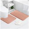 AUAUY Set Tappeti Bagno 2PZ in Microfibra, Tappetino da Bagno Antiscivolo con Forma a U, Bathroom Super Assorbente, Antiscivolo Assorbe Lavabile, Per Vasca da Bathroom o Come WC, Rosa