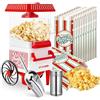 GVAKMM Macchina per popcorn, kit per popcorn ad aria calda, scatola regalo portatile, macchina per popcorn domestica, 10 tazze, senza olio, stile retrò, compatta EU