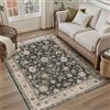 PureCozy Nero Tappeto Salotto 120x170cm Camera da Letto Lavabile in Lavatrice Grandi Tappeti Sala Soggiorno Ufficio Moderno Floreale Carpet Pelo Corto Antiscivolo Rug