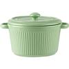 LUPATDY Ciotola da Forno in Ceramica con Coperchio 400 ml, Piatti da Soufflé, Pirottini con Manici per Torte, Carne, Verdure e Salse, Adatti per Friggitrice ad Aria, Forno, Microonde, Verde