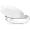MALACASA Set di 4 Ciotole in Porcellana da 1360 ml, 26 x 4,1 cm, Insalatiere Grandi ed Eleganti, Ideali per Pasta, Zuppe, Insalate e Dessert, Adatte a Microonde e Lavastoviglie, Colore Bianco