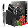 NANFANG BROTHERS Set di Coltelli, Set di Coltelli da Cucina Damasco da 7 Pezzi con Blocco, Nucleo in Acciaio VG10 con Durezza HRC 60 ± 2, con Forbici da Cucina, Regalo Perfetto per un Set di Coltelli