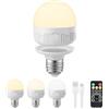 LGMCF Lampadina ricaricabile E27 con telecomando, 8 W, dimmerabile, con funzione temporizzazione, 3 colori per lampade non cablate, luce di emergenza con magnetico, 1 confezione