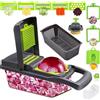 Bizcasa Taglia Verdure Mandolina per Verdure Affetta Verdure,16 in 1 Multifunzione Tritatutto Affettatrice Manuale,Tagliaverdure Frutta Cipolla Patate Cubetti Julienne Grattugia,Taglia Verdure Affetta