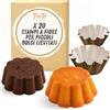 FAH FAMILY AT HOME FAH - Stampi a Fiore per Piccoli Dolci Lievitati, Budini e Tortine 12 cm, H 4,5 cm - 20 Stampini in Carta Monoporzione per Panna Cotta, Flan e Muffin, Resistente ai Grassi, Forno fino a 200°C