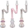 nip Confezione da 3 nastri per ciuccio NIP con gancio, 3 catenelle per ciuccio con anello, rosa pastello, senza metallo, senza BPA
