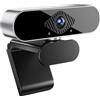 WAKEVLEO Webcam USB, webcam Full HD 1080p per PC e laptop, plug-and-play, webcam con microfono, correzione automatica della luce, visione a 360°, webcam per live streaming, giochi, studio (4K)