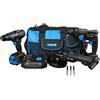 HÖGERT TECHNIK - Set di utensili elettrici a batteria 18 V Avvitatore a percussione Martello perforatore SDS+ Smerigliatrice angolare 125 mm 2 batterie da 4 Ah Caricabatterie 4 A