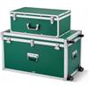 VEVOR Valigia Colore Verde Portaoggetti in Alluminio, Set 2 pz, Cassa in legno con Lucchetto, Rotelle e 3 Maniglie in Metallo, Baule Portautensili Decorativo con Coperchio per Appartamenti Dormitori